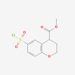 molecular formula C11H11ClO5S B13312078 methyl 6-(chlorosulfonyl)-3,4-dihydro-2H-1-benzopyran-4-carboxylate 