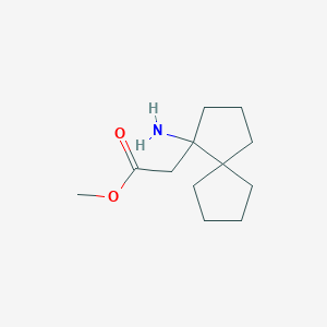 molecular formula C12H21NO2 B13312107 Methyl 2-{1-aminospiro[4.4]nonan-1-yl}acetate 