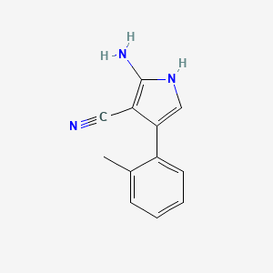 molecular formula C12H11N3 B13312119 2-Amino-4-(2-methylphenyl)-1H-pyrrole-3-carbonitrile 