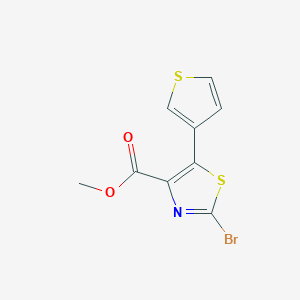 molecular formula C9H6BrNO2S2 B13312304 Methyl 2-bromo-5-(thiophen-3-yl)-1,3-thiazole-4-carboxylate 