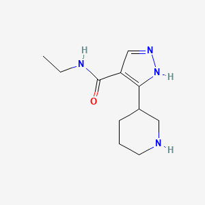 molecular formula C11H18N4O B13312365 N-Ethyl-3-(piperidin-3-yl)-1H-pyrazole-4-carboxamide 