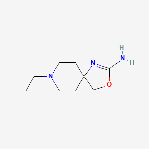 molecular formula C9H17N3O B13312390 8-Ethyl-3-oxa-1,8-diazaspiro[4.5]dec-1-en-2-amine 