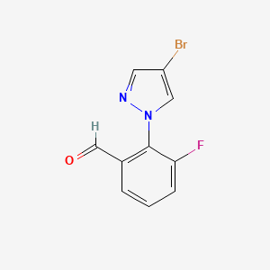 molecular formula C10H6BrFN2O B13312425 2-(4-Bromo-1H-pyrazol-1-yl)-3-fluorobenzaldehyde 