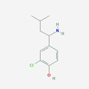 molecular formula C11H16ClNO B13312437 4-(1-Amino-3-methylbutyl)-2-chlorophenol 