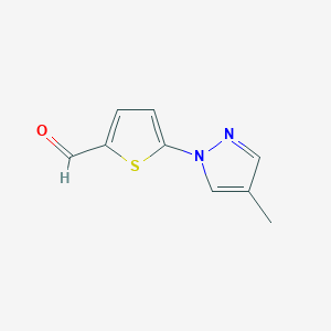 molecular formula C9H8N2OS B13312438 5-(4-Methyl-1H-pyrazol-1-YL)thiophene-2-carbaldehyde 