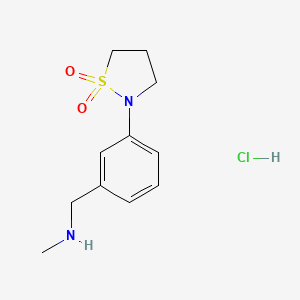 molecular formula C11H17ClN2O2S B13312467 1-[3-(1,1-dioxo-1,2-thiazolidin-2-yl)phenyl]-N-methylmethanamine;hydrochloride 