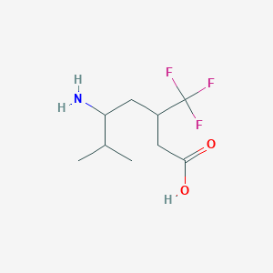 molecular formula C9H16F3NO2 B13312472 5-Amino-6-methyl-3-(trifluoromethyl)heptanoic acid 