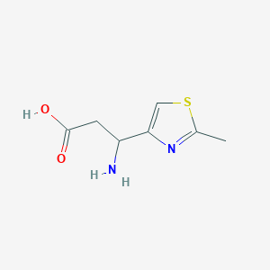 molecular formula C7H10N2O2S B13312518 3-Amino-3-(2-methyl-1,3-thiazol-4-yl)propanoic acid 