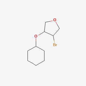 molecular formula C10H17BrO2 B13312569 3-Bromo-4-(cyclohexyloxy)oxolane 