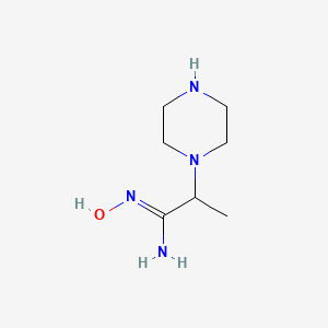 molecular formula C7H16N4O B13312572 N'-Hydroxy-2-(piperazin-1-YL)propanimidamide 