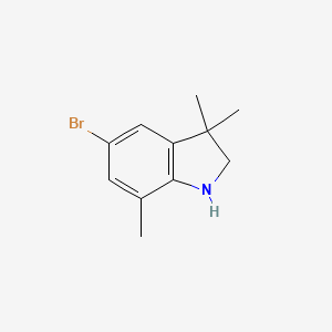 molecular formula C11H14BrN B13312586 5-bromo-3,3,7-trimethyl-2,3-dihydro-1H-indole 