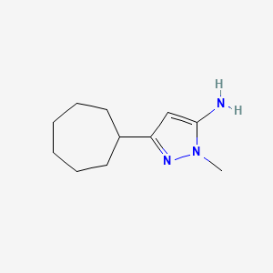 molecular formula C11H19N3 B13312594 3-cycloheptyl-1-methyl-1H-pyrazol-5-amine CAS No. 118430-75-4