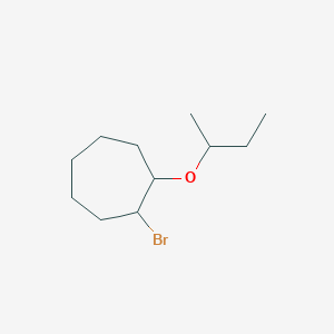 molecular formula C11H21BrO B13312809 1-Bromo-2-(butan-2-yloxy)cycloheptane 