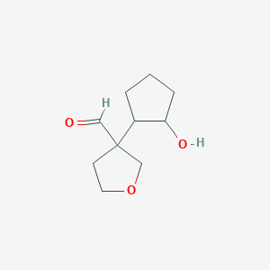 molecular formula C10H16O3 B13312824 3-(2-Hydroxycyclopentyl)oxolane-3-carbaldehyde 