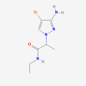 molecular formula C8H13BrN4O B13312886 2-(3-Amino-4-bromo-1H-pyrazol-1-YL)-N-ethylpropanamide 