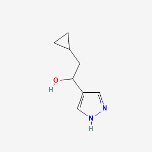 molecular formula C8H12N2O B13312910 2-Cyclopropyl-1-(1H-pyrazol-4-yl)ethan-1-ol 