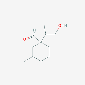 molecular formula C11H20O2 B13312946 1-(1-Hydroxypropan-2-yl)-3-methylcyclohexane-1-carbaldehyde 