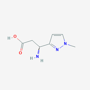 molecular formula C7H11N3O2 B13312955 (3R)-3-Amino-3-(1-methyl-1H-pyrazol-3-yl)propanoic acid 