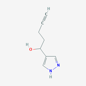 molecular formula C8H10N2O B13312957 1-(1H-Pyrazol-4-yl)pent-4-yn-1-ol 