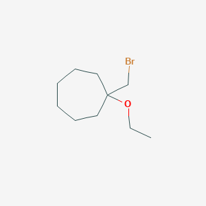 molecular formula C10H19BrO B13312972 1-(Bromomethyl)-1-ethoxycycloheptane 