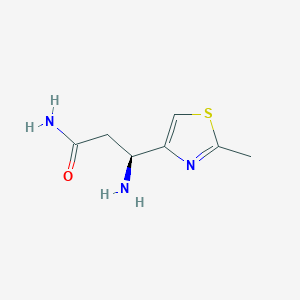 molecular formula C7H11N3OS B13313037 (3S)-3-amino-3-(2-methyl-1,3-thiazol-4-yl)propanamide 