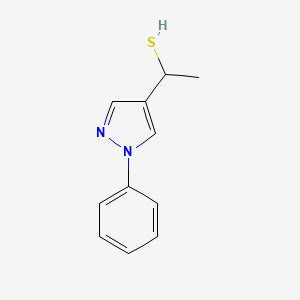 molecular formula C11H12N2S B13313078 1-(1-Phenyl-1H-pyrazol-4-yl)ethane-1-thiol 