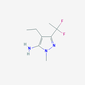 molecular formula C8H13F2N3 B13313100 3-(1,1-Difluoroethyl)-4-ethyl-1-methyl-1H-pyrazol-5-amine 