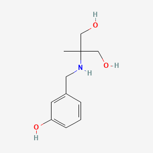 molecular formula C11H17NO3 B13313151 2-{[(3-Hydroxyphenyl)methyl]amino}-2-methylpropane-1,3-diol 