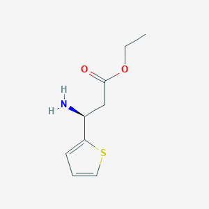 molecular formula C9H13NO2S B13313177 Ethyl (3S)-3-amino-3-(thiophen-2-YL)propanoate 