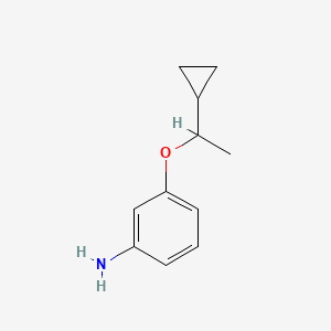 molecular formula C11H15NO B13313265 3-(1-Cyclopropyl-ethoxy)-phenylamine 