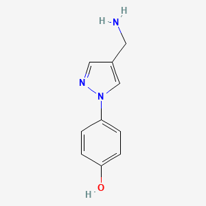 molecular formula C10H11N3O B13313285 4-[4-(Aminomethyl)-1H-pyrazol-1-yl]phenol 