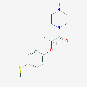 molecular formula C14H20N2O2S B13313334 2-[4-(Methylsulfanyl)phenoxy]-1-(piperazin-1-yl)propan-1-one 