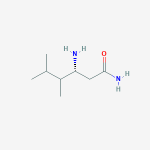 molecular formula C8H18N2O B13313371 (3R)-3-Amino-4,5-dimethylhexanamide 