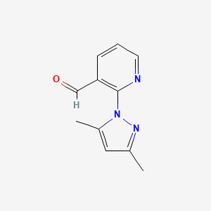 molecular formula C11H11N3O B13313392 2-(3,5-Dimethyl-1H-pyrazol-1-yl)pyridine-3-carbaldehyde 