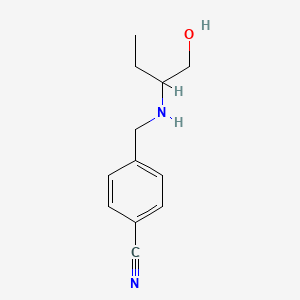 molecular formula C12H16N2O B13313415 4-{[(1-Hydroxybutan-2-yl)amino]methyl}benzonitrile 