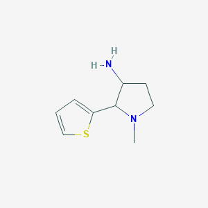 molecular formula C9H14N2S B13313468 1-Methyl-2-(thiophen-2-yl)pyrrolidin-3-amine 