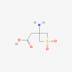 molecular formula C5H9NO4S B13313540 2-(3-Amino-1,1-dioxo-1lambda6-thietan-3-yl)acetic acid 