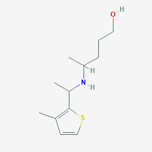 molecular formula C12H21NOS B13313595 4-{[1-(3-Methylthiophen-2-yl)ethyl]amino}pentan-1-ol 