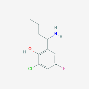 molecular formula C10H13ClFNO B13313661 2-(1-Aminobutyl)-6-chloro-4-fluorophenol 