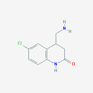 molecular formula C10H11ClN2O B13313760 4-(Aminomethyl)-6-chloro-1,2,3,4-tetrahydroquinolin-2-one 