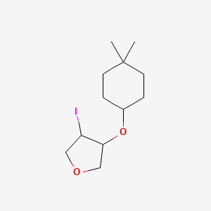 molecular formula C12H21IO2 B13313792 3-[(4,4-Dimethylcyclohexyl)oxy]-4-iodooxolane 