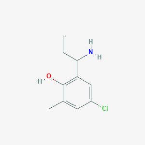 molecular formula C10H14ClNO B13313898 2-(1-Aminopropyl)-4-chloro-6-methylphenol 