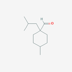 molecular formula C12H22O B13313966 4-Methyl-1-(2-methylpropyl)cyclohexane-1-carbaldehyde 