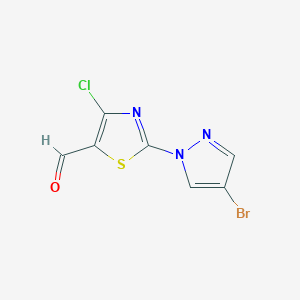 molecular formula C7H3BrClN3OS B13313995 2-(4-Bromo-1H-pyrazol-1-yl)-4-chloro-1,3-thiazole-5-carbaldehyde 