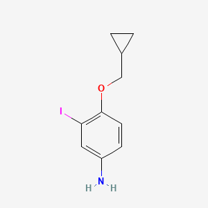 molecular formula C10H12INO B13313997 4-(Cyclopropylmethoxy)-3-iodoaniline 