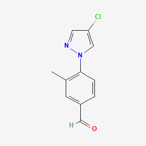 molecular formula C11H9ClN2O B13314004 4-(4-Chloro-1H-pyrazol-1-YL)-3-methylbenzaldehyde 