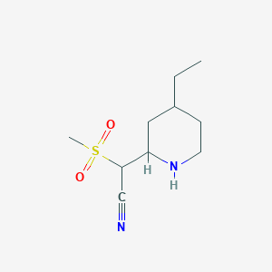 molecular formula C10H18N2O2S B13314075 2-(4-Ethylpiperidin-2-yl)-2-methanesulfonylacetonitrile 