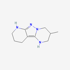 molecular formula C10H16N4 B13314079 5-Methyl-3,7,8,10-tetraazatricyclo[7.4.0.0,2,7]trideca-1,8-diene 