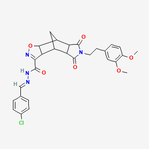 N'-[(1Z)-(4-chlorophenyl)methylidene]-10-[2-(3,4-dimethoxyphenyl)ethyl]-9,11-dioxo-3-oxa-4,10-diazatetracyclo[5.5.1.0^{2,6}.0^{8,12}]tridec-4-ene-5-carbohydrazide