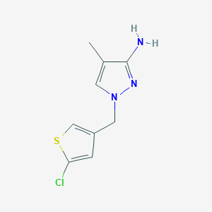 molecular formula C9H10ClN3S B13314120 1-[(5-Chlorothiophen-3-yl)methyl]-4-methyl-1H-pyrazol-3-amine 